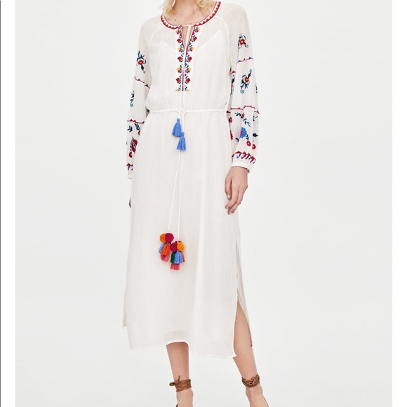 Zara Dresses & Skirts - GORGEOUS ZARA NWT Embroidered Bohemian Tunic Dress